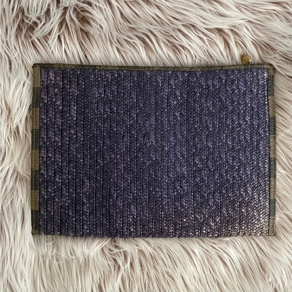 Fendi Vintage Woven Blue Zip Pouch - Picture 2 of 9
